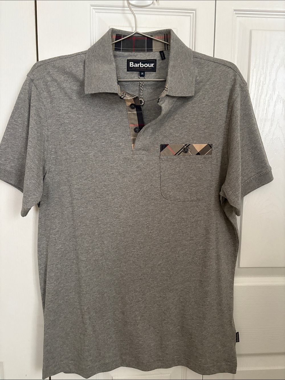 Barbour NWT MEN’s plaid trimmed polo shirt